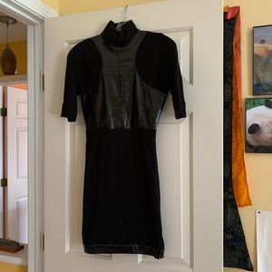 Karl Lagerfeld for Macy’s black faux leather dress